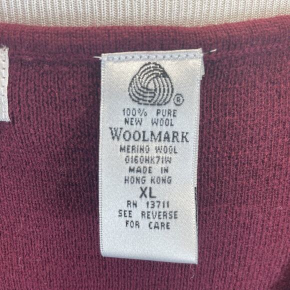 Valerie Stevens 100% Merino Wool Tank Top Sweater Maroon Sz XL Beaded Sleeveless - Picture 5 of 7